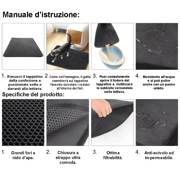 TAPPETINO PER LETTIERA CATTURA SABBIA ECOLOGICO "CATLETTY"